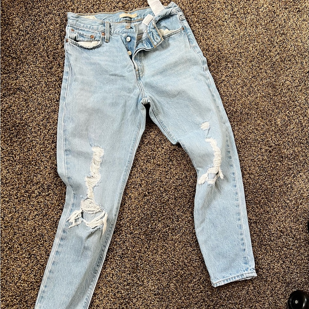 Levi's Light Blue High Rise Distressed Jeans